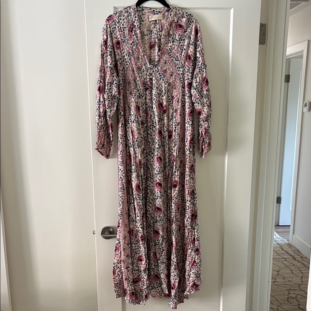 Natalie Martin Long Sleeve Pink and White Dress
